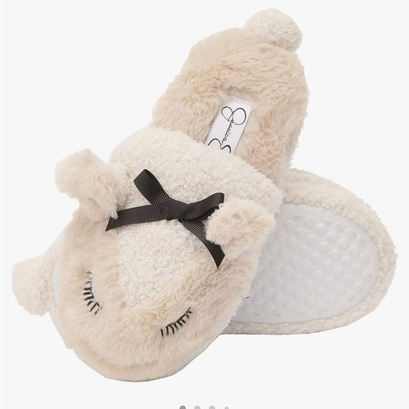 Jessica Simpson Girl's Cute and Cozy Plush Slip on Slippers with Memory Foam - Picture 1 of 8